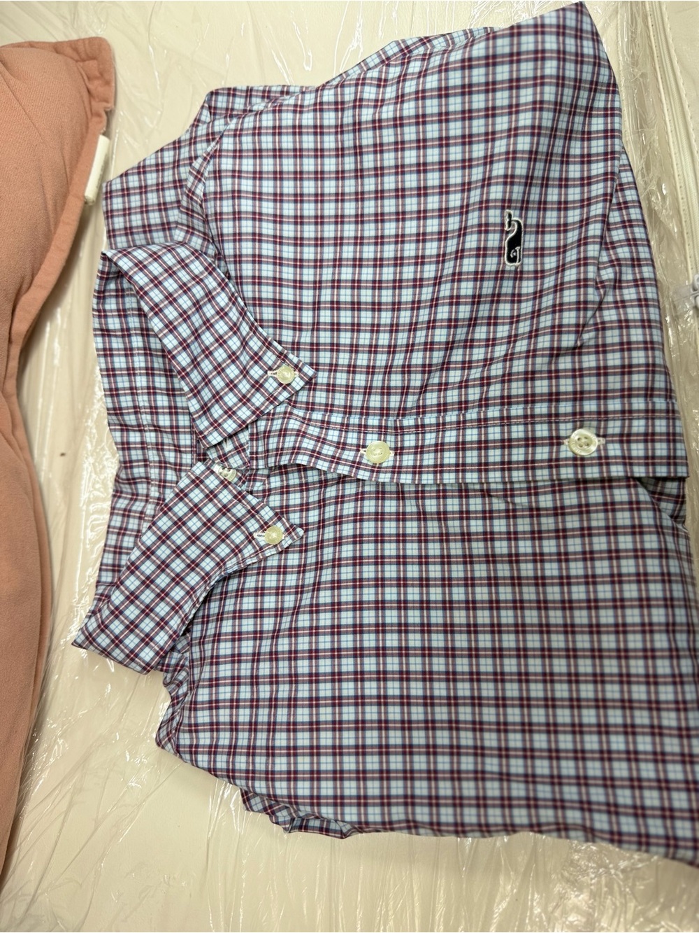 Vineyard Vines Men's White & Burgundy Plaid Button-Down Shirt